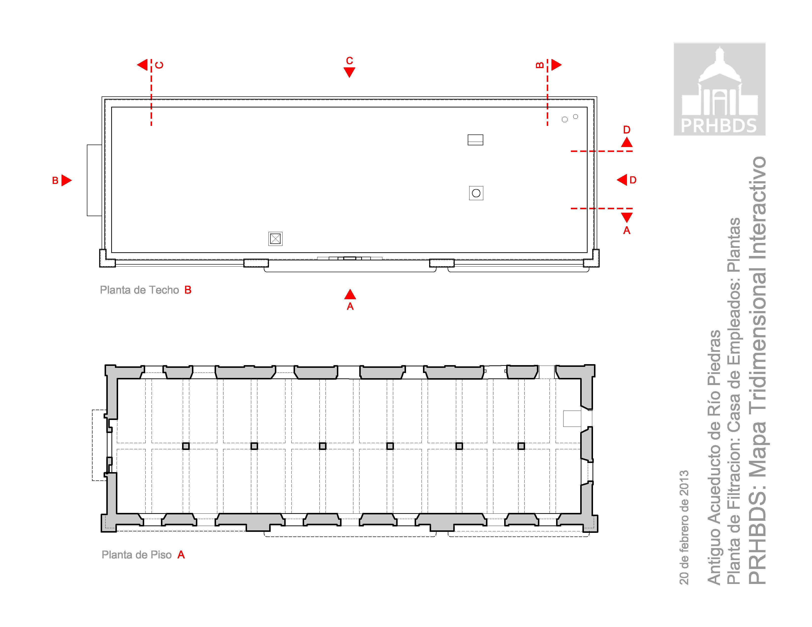 Antiguo Acueductos de Río Piedras - Casa de Empleados 2 - Plantas de Piso y Techo